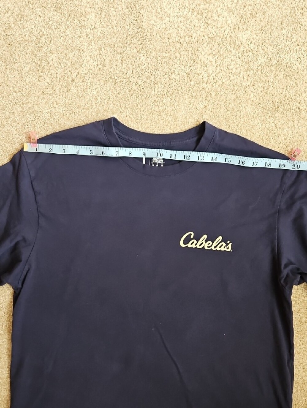 Cabela's Size L Men's Navy Tee with Sunset Deer Graphic On Back - Picture 9 of 12